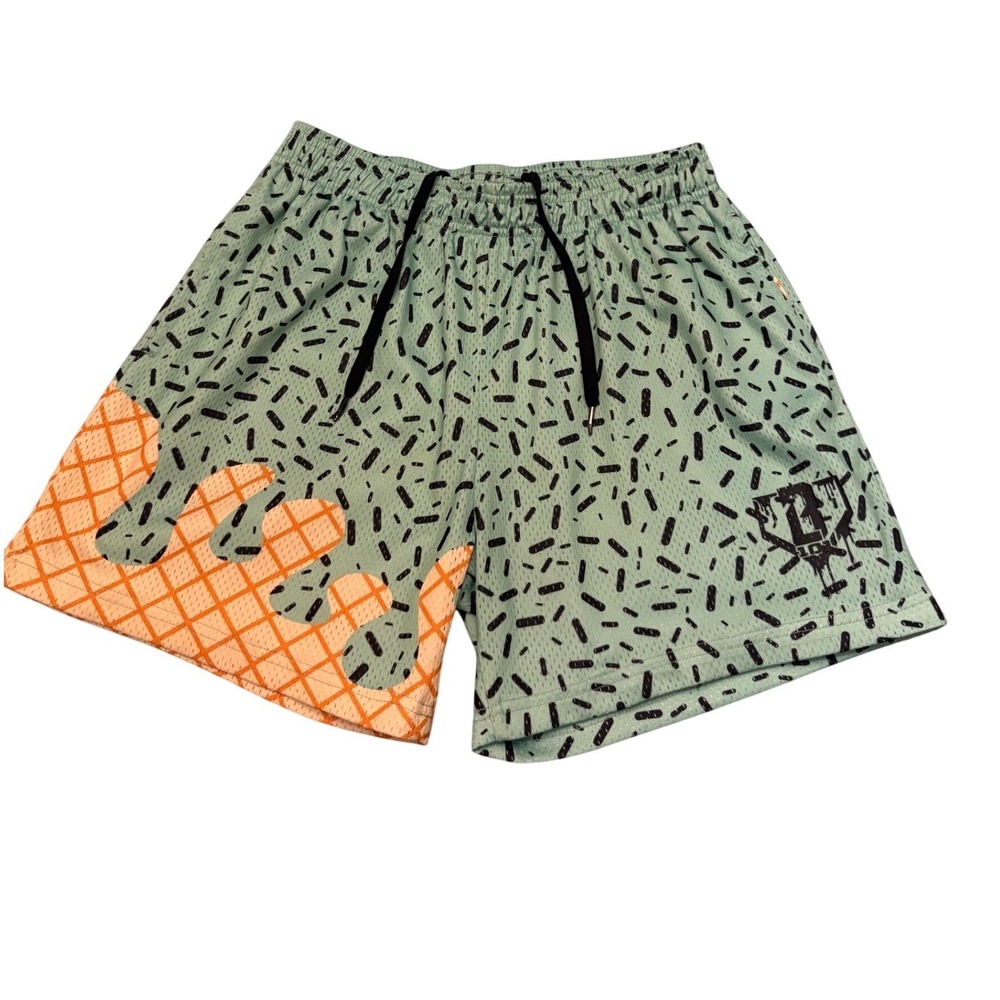 B101 Apparel Mens Mesh Baseball Shorts Mint Green Sprinkle Ice Cream Medium